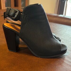 Gentle Souls Black Peep Toe Heeled Boots